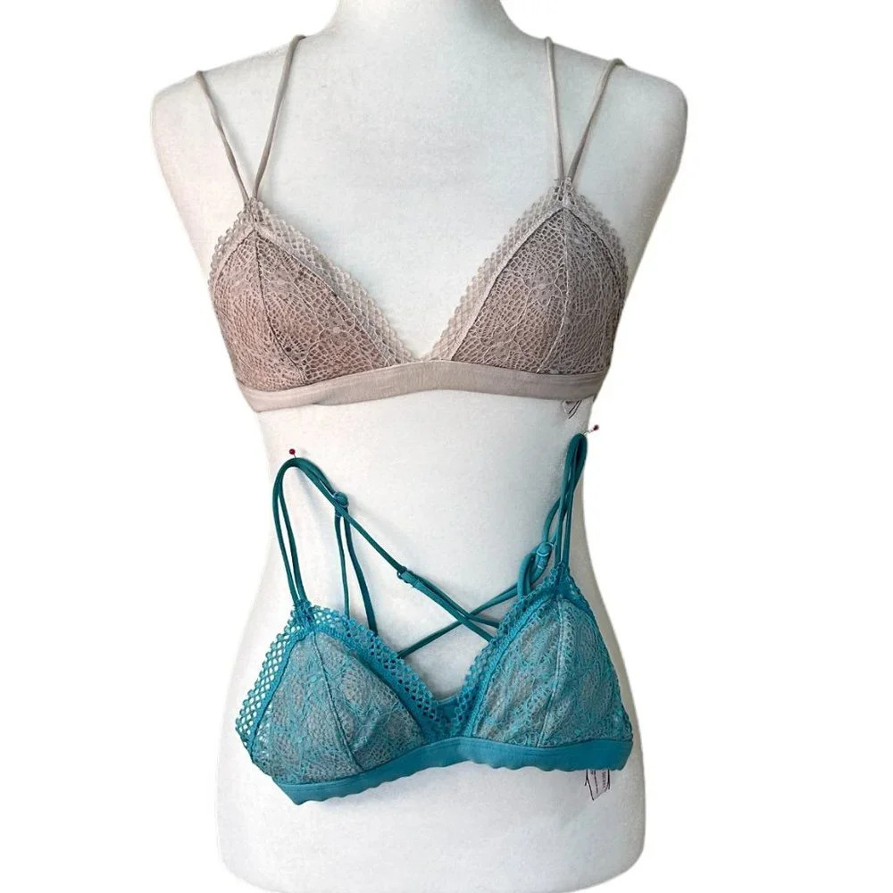 Set of 2 VICTORIA'S SECRET Strappy Lace Bra Bralette - XS - Picture 1 of 11